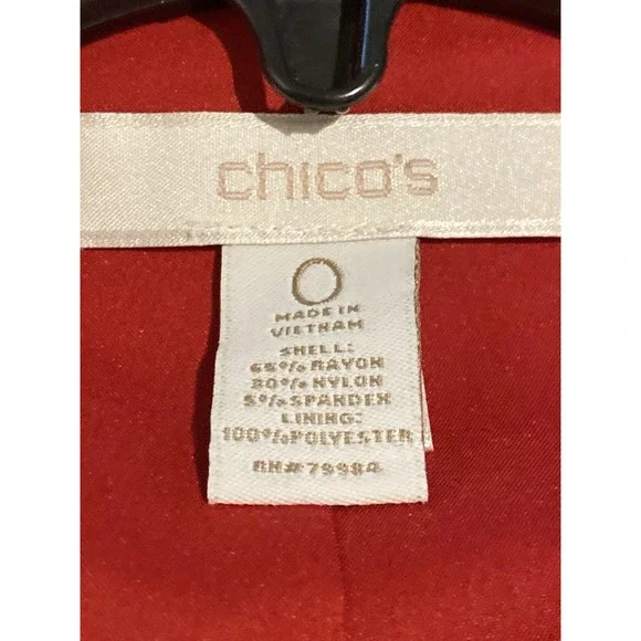 Chico's Open Front Blazer Red Collarless Structured Jacket Women's Size 0 - Picture 3 of 5